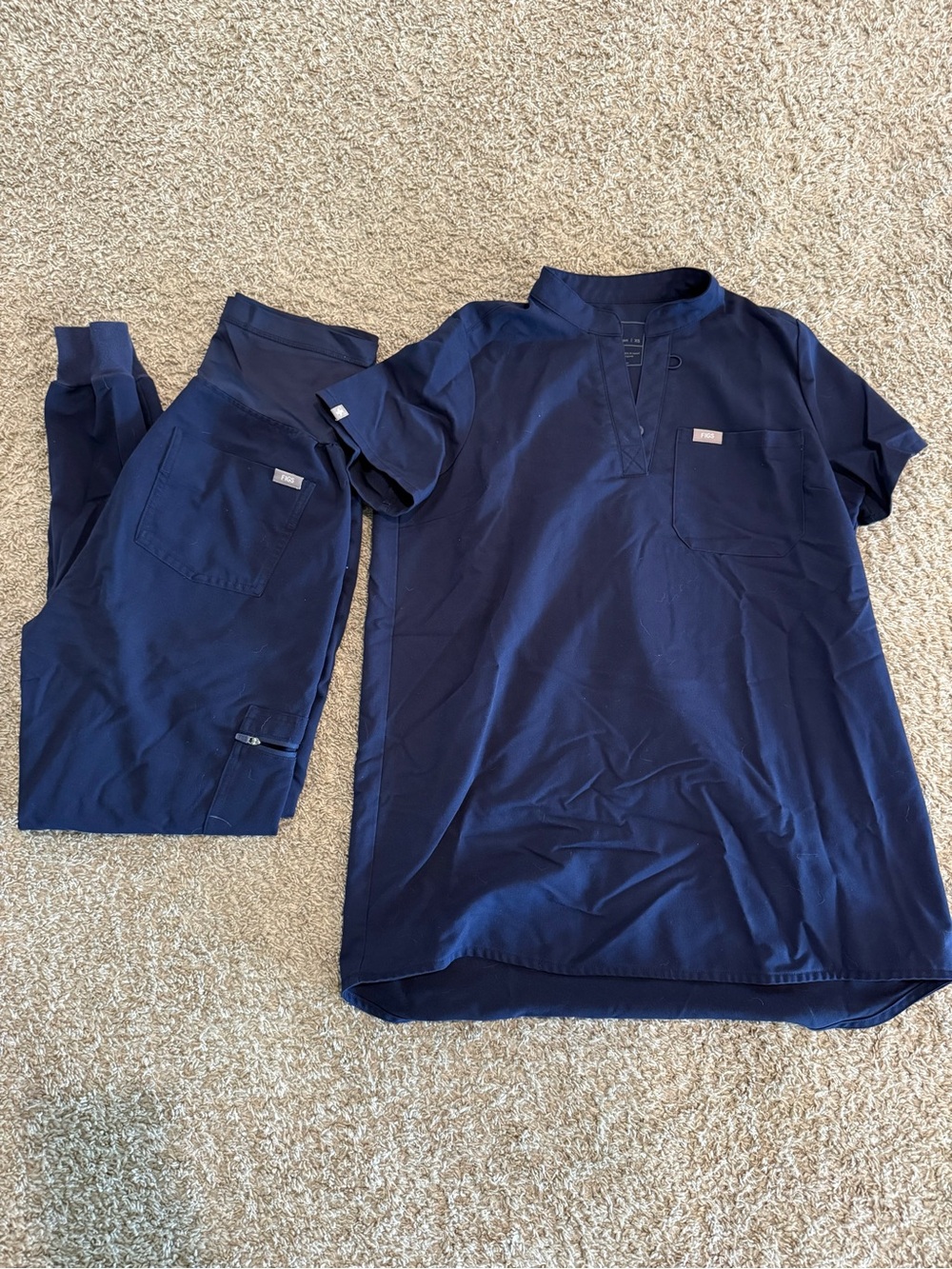 Figs Navy Short-Sleeve Maternity Scrub Top and Jogger Set